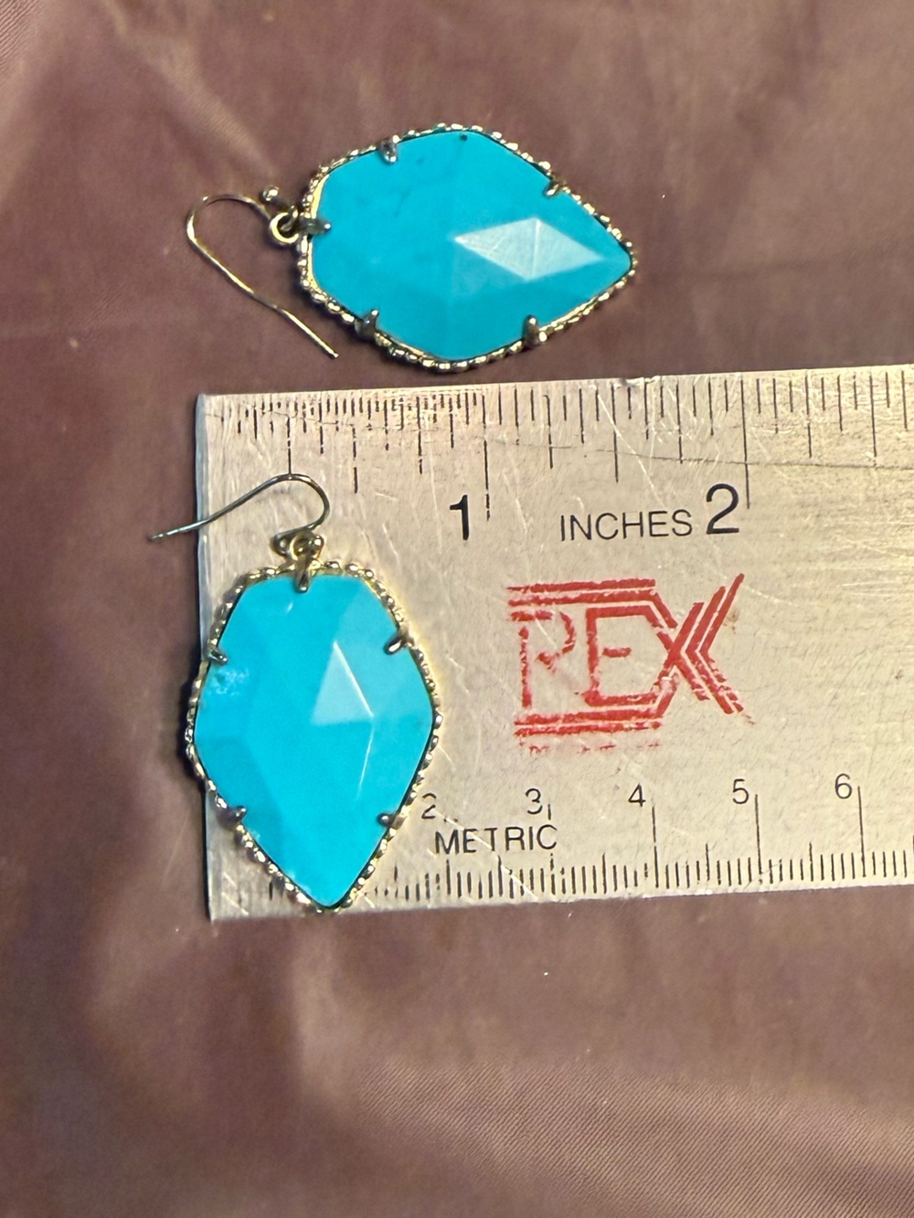Kendra Scott Vintage Corley Gold-Plated Teardrop Turquoise Dangle Earrings - Picture 2 of 7